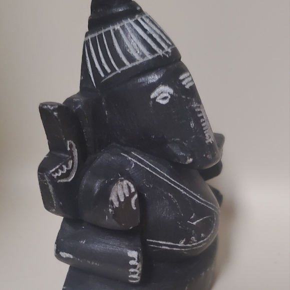 Ganesha Elephant Hindu God black stone statue - Picture 6 of 10